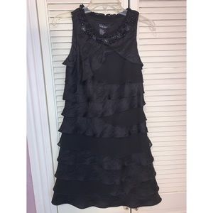S.L. Fashions Fancy Tiered Party Dress - Black - Sparkly Neckline - Sz 6